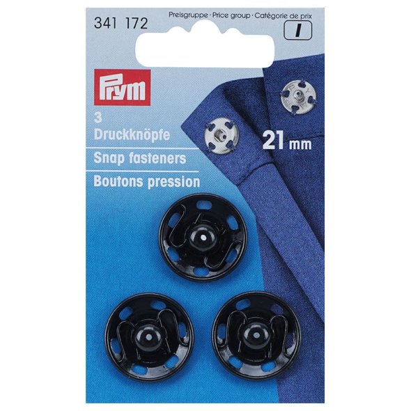 Prym Annäh-Druckknöpfe (21 mm/ schwarz/ 3 St.)