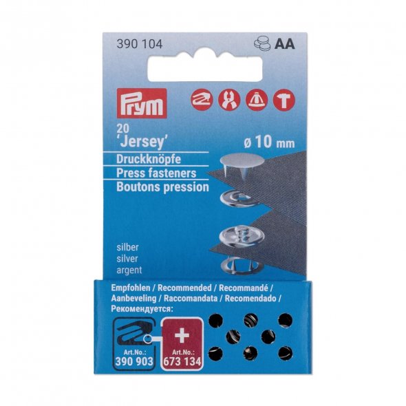 Prym Jersey Druckknöpfe mit Kappe Nachfüllset (10 mm/ silberfarbig/ 20 St.)