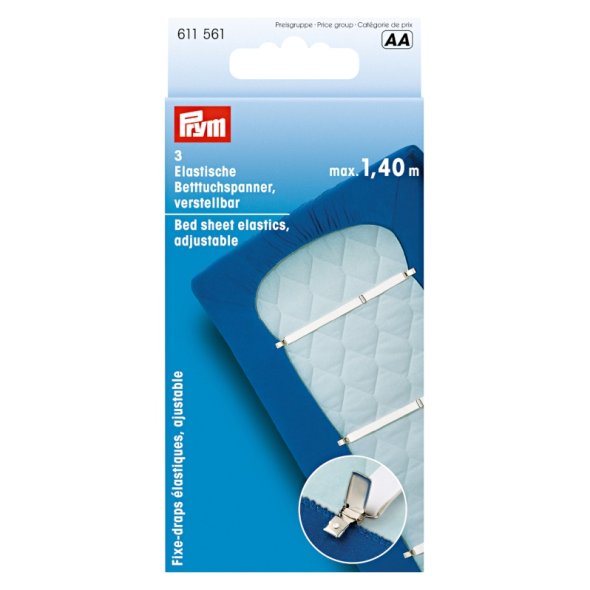 Prym Elastischer Betttuchspanner (Matratzengrößen max. 1,40 m/ 3 St.)