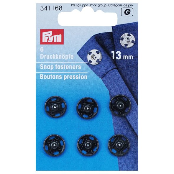 Prym Annäh-Druckknöpfe (13 mm/ schwarz/ 6 St.)