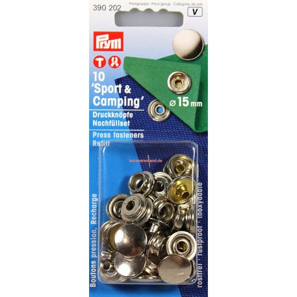 Prym Druckknöpfe Sport & Camping Nachfüllset (15 mm/ silberfarbig/ 10 St.)