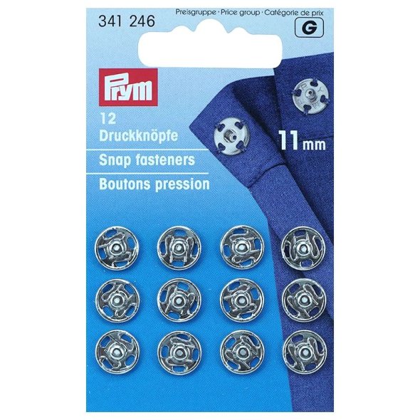 Prym Annäh-Druckknöpfe (11 mm/ silberfarbig/ 12 St.)