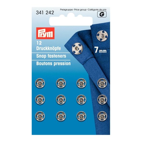 Prym Annäh-Druckknöpfe (7 mm/ silberfarbig/ 12 St.)