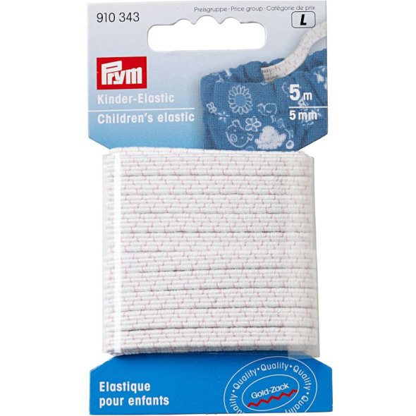 Prym Kinder-Elastic-Gummi Goldzack (5 mm x 5 m/ weiß)