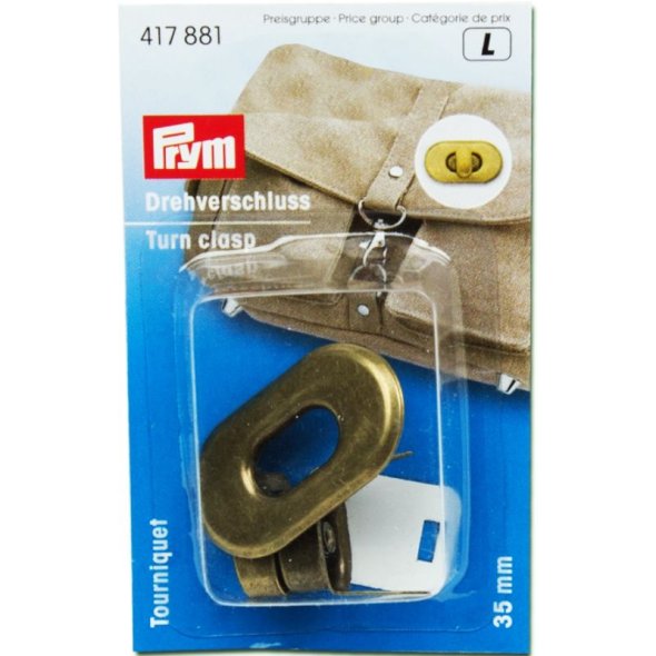 Prym Drehverschluss für Taschen (35 x 20 mm/ altmessing/ 1 St.)