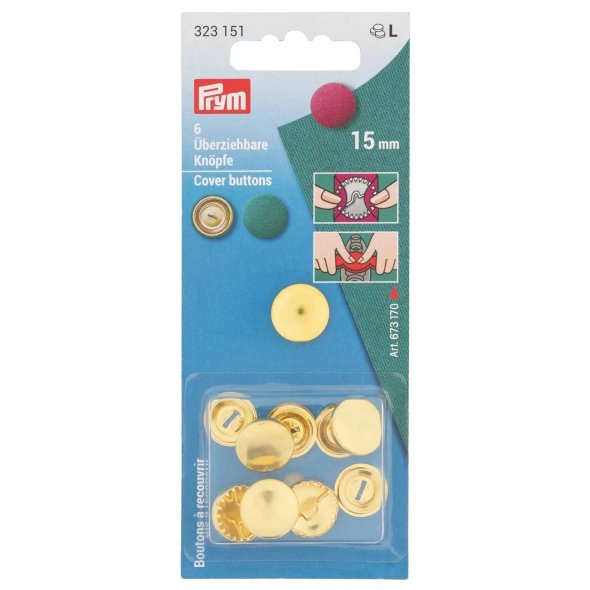 Prym Überziehbare Knöpfe (Ø 15 mm/ goldfarbig/ 6 St.)