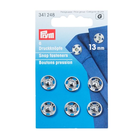 Prym Annäh-Druckknöpfe Messing (13 mm/ silberfarbig/ 6 St.)