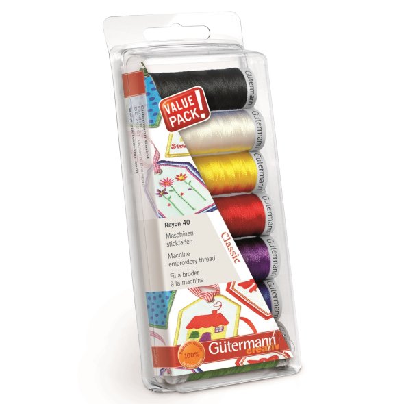 Gütermann Classic Rayon 40 Stickfaden-Set-1 (7 Farben/ 200 m)