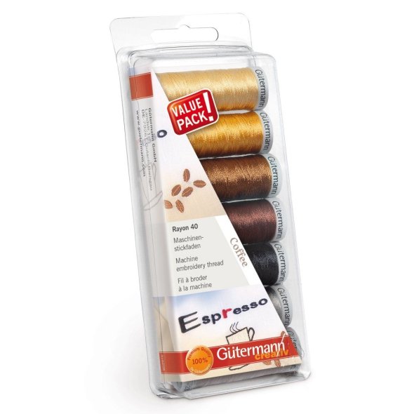 Gütermann Coffee Rayon 40 Stickfaden-Set-5 (7 Farben/ 200 m)