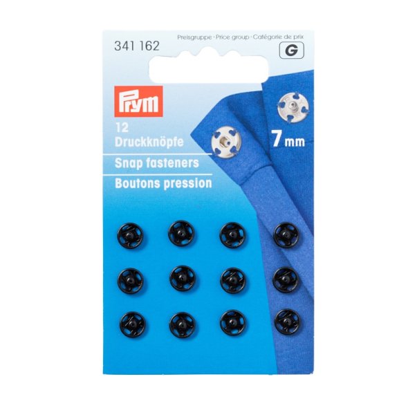 Prym Annäh-Druckknöpfe (7 mm/ schwarz/ 12 St.)