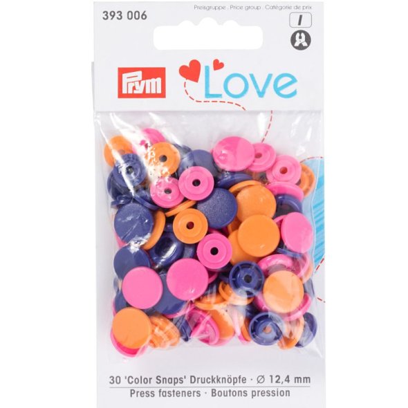 Prym Love Druckknöpfe Color Snaps (12,4 mm/ orange/ pink/ lila/ 30 St.)