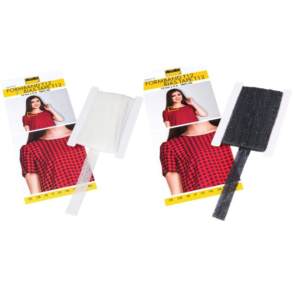 Vlieseline Formband T12 (1,2 cm x 5 m/ weiß/grafit)