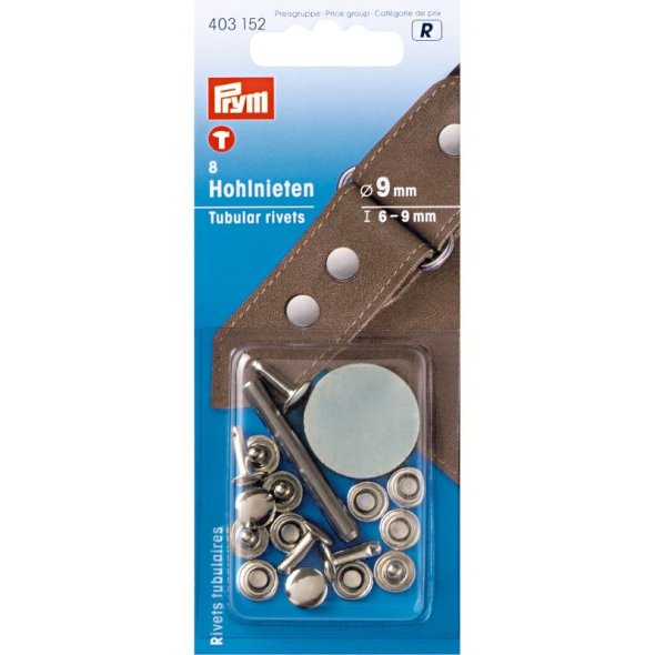 Prym Hohlnieten (9 mm/ silberfarbig/ 8 St./ inkl. Werkzeug)