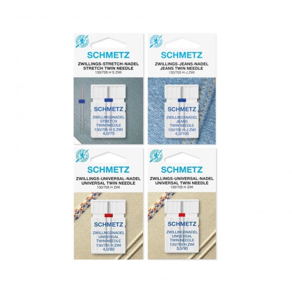 Schmetz Nadelsortiment Stretch Twin/ Jeans Twin/ Universal Twin/ System 130/705H/ 4 Nadeln