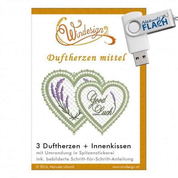 Windesign Stickmuster USB Duftherzen in Lacetechnik (mittel)