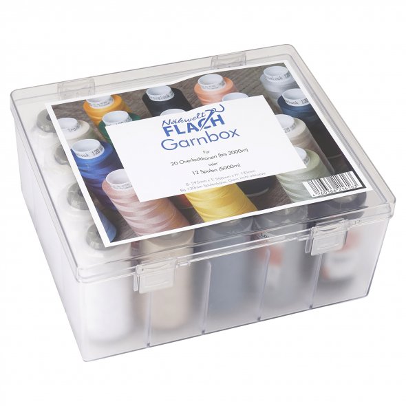Nähwelt Flach Trojalock Acryl-Garnbox (gefüllt mit 20 Konen/ 2.500 m)