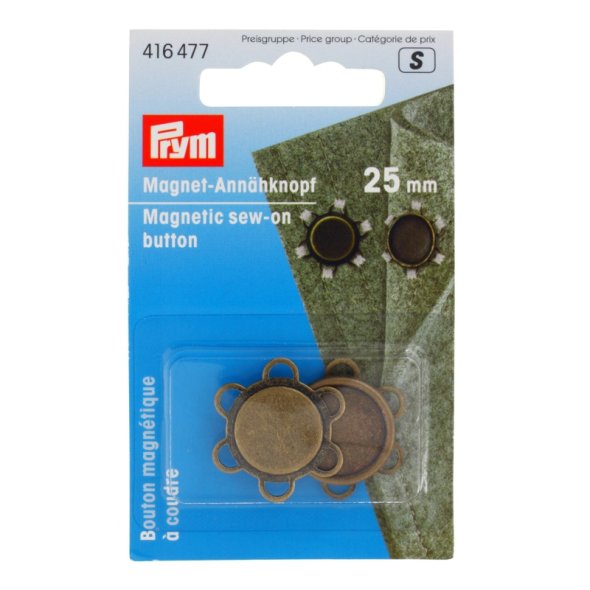 Prym Magnet-Annähknopf (25 mm/ altmessing/ 1 St.)
