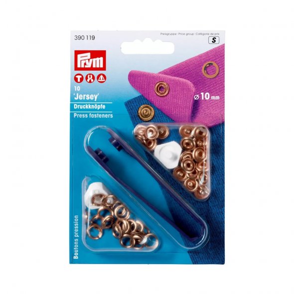 Prym Jersey Ring Druckknöpfe (10 mm/ verkupfert/ 10 St./ inkl. Werkzeug)