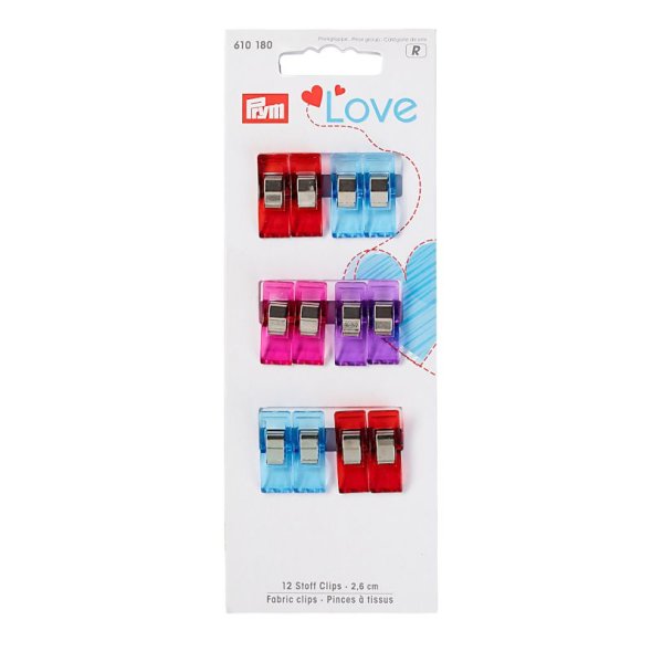 Prym Love Stoffclips (26 x 10 mm/ bunt/ 12 St.)