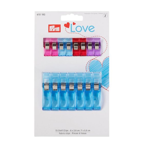Prym Love Stoffclips (8 x 26 mm/ 7 x 55 mm/ bunt/ 15 St.)
