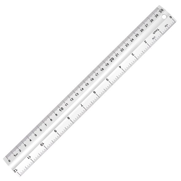 Semplix Aluminium Lineal (Skalierung 30 cm + 12 Inch/ Länge 31 cm)