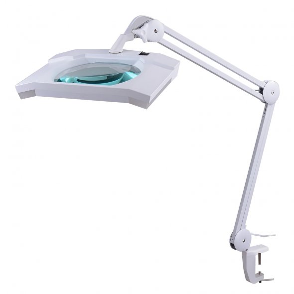 Semplix LED Lupen-Tischlampe 3D weiß (Linse 189 x 157 mm/ Tischklemme)