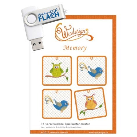 Windesign Stickmuster CD "Memory" (15 Spielkartenmuster)