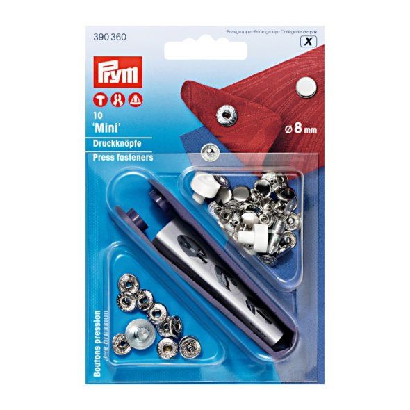 Prym Mini Druckknöpfe (8 mm/ silberfarbig/ 10 St./ inkl. Werkzeug)