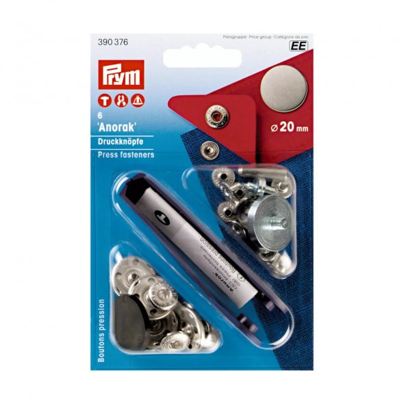 Prym Druckknöpfe Anorak (20 mm/ alteisen/ 6 St./ inkl. Werkzeug)