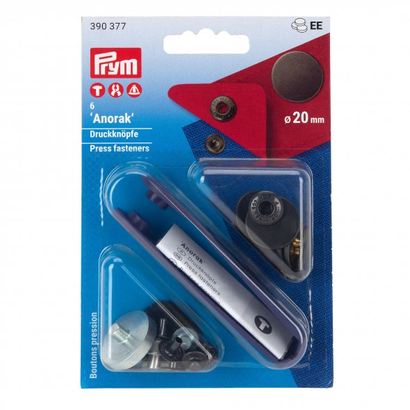 Prym Druckknöpfe Anorak (20 mm/schwarz/ 6 St./ inkl. Werkzeug)