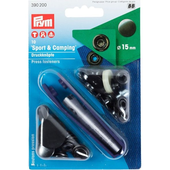 Prym Druckknöpfe Sport & Camping (15 mm/ brüniert/ 10 St./ inkl. Werkzeug)