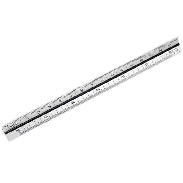 Semplix Aluminium Dreikantlineal (17 x 1,4 x 1,4 cm/ 6 verschiedene Skalen)