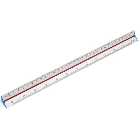 Semplix Aluminium Dreikantlineal (32 x 2,6 x 2,6 cm/ 6 verschiedene Skalen)