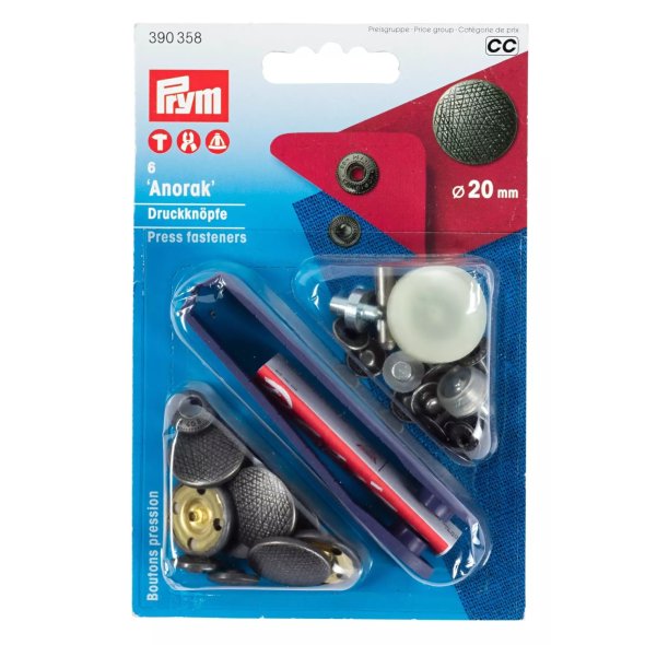 Prym Druckknopf Anorak Dessin Spirit (20 mm/ altsilber/ 6 St./ inkl. Werkzeug)