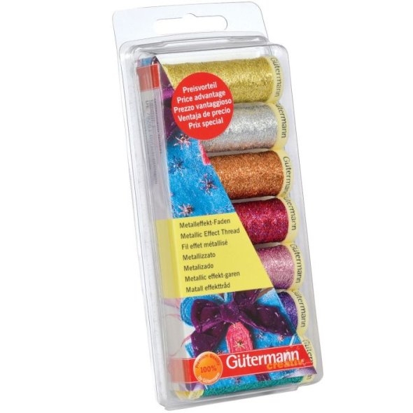 Gütermann  Metalleffekt-Faden Nähfaden-Set (7 Farben/ 50 m)