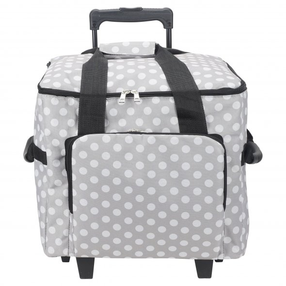 Overlock- Coverlock-Koffer/Trolley (grau/weiß gepunktet)