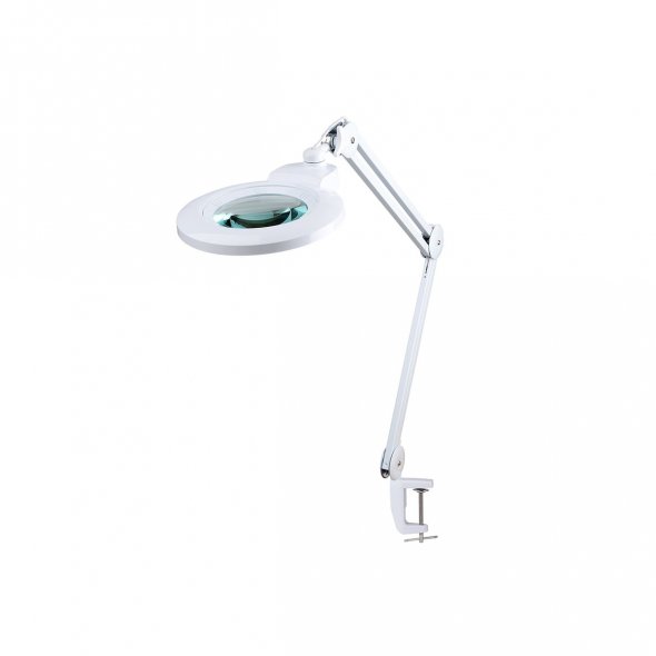 Semplix LED Lupen-Tischlampe weiß (60 PCS LED/ 3D Linse/ dimmbar/ Tischklemme)