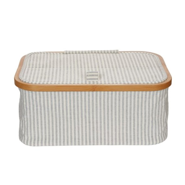 Prym Box Canvas & Bamboo (38 x 26 x 16 cm/ faltbar/ grau-creme gestreift)