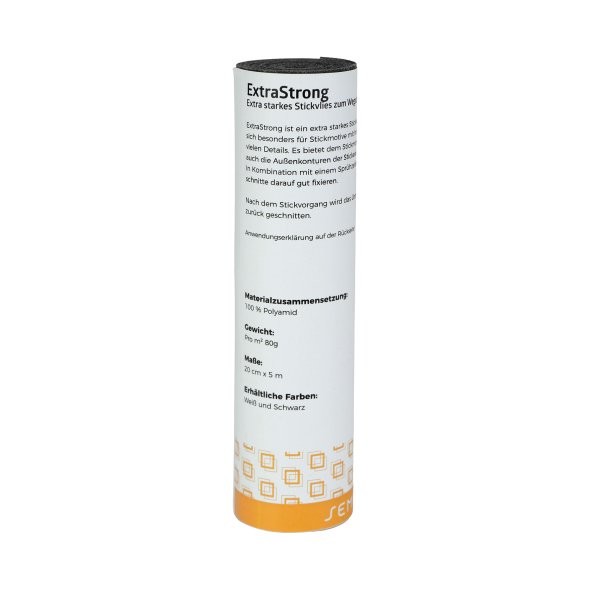 Semplix ExtraStrong (20 cm x 5 m/ extr.stark. Stickvlies zum Wegschneiden/ schwarz)