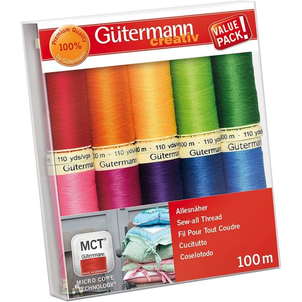 Gütermann Allesnäher Starke Farben Nähfaden-Set-3 (10 Farben/ 100 m)