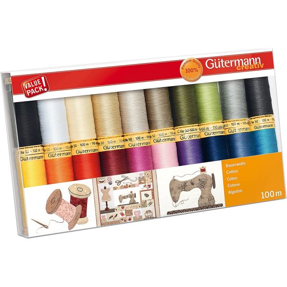 Gütermann Baumwolle C Ne 50 Nähfaden-Set-1 (20 Farben/ 100 m)