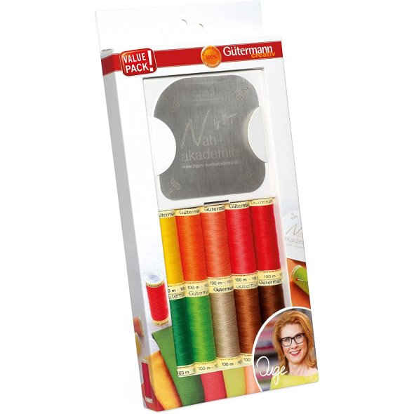Gütermann Allesnäher + Zeichen/ Bügelschablone Nähfaden-Set (10 Farben/ 100 m)