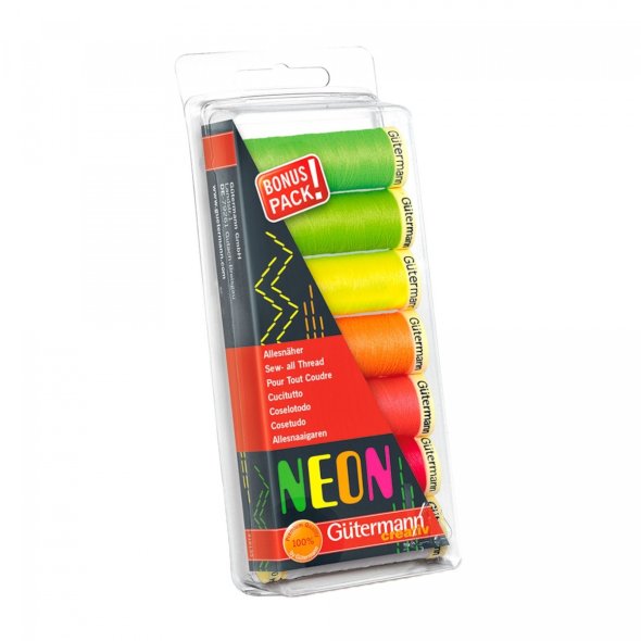 Gütermann Allesnäher NEON Nähfaden-Set (7 Farben/ 100 m)