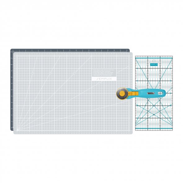 Semplix Schneidematten-Set A3 grau/türkis (Matte 45 x 30 cm)