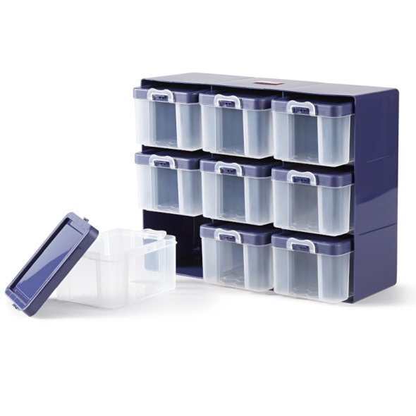 Prym Sortierkasten (27 x 12 x 21 cm/ Kunststoff/ 9 Boxen mit Deckel)