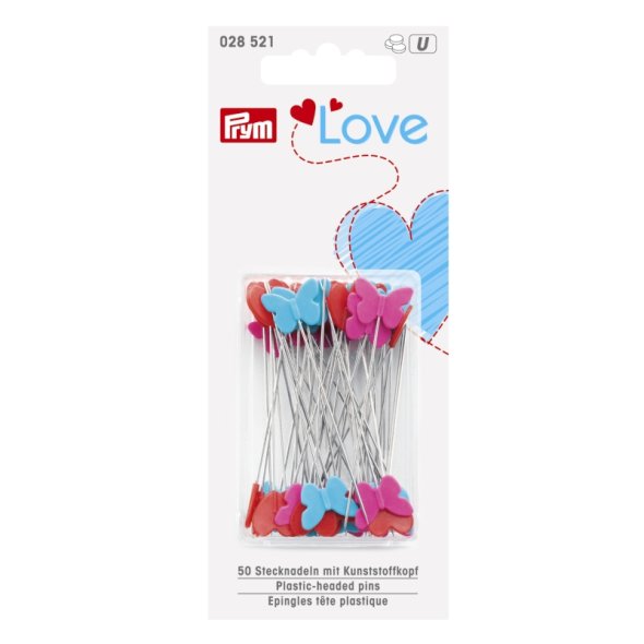Prym Love Stecknadeln (50 x 0,60 mm/ Herz-Schmetterling/ 50 St.)