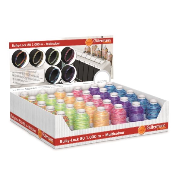 Gütermann Display Bulky-Lock No.80 Multicolour-1 (6 Farben/ 30 x 1000 m)
