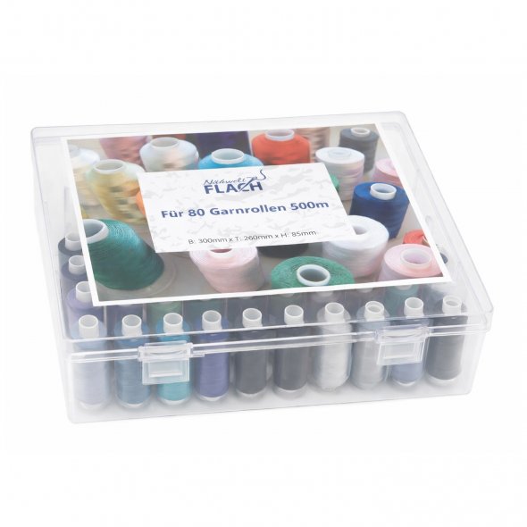 Acryl-Garnbox gefüllt mit 40 Farben Gütermann Toldi (500 m) Näh- und Stickgarn