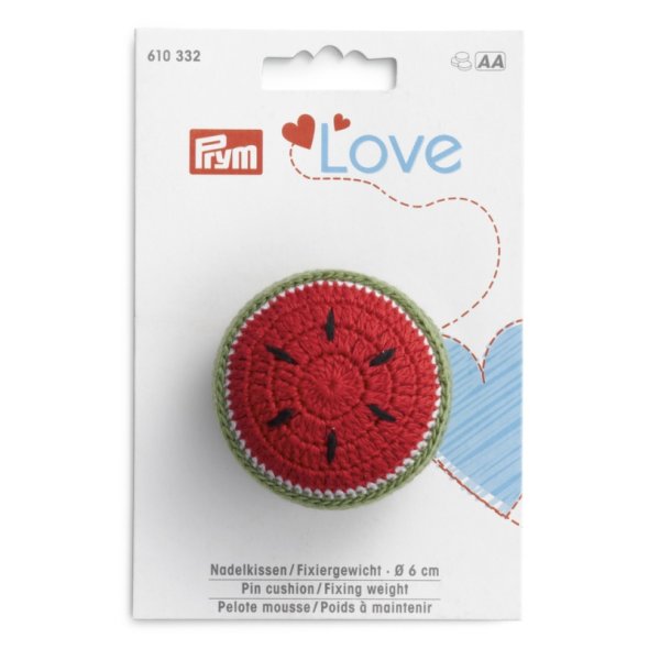 Prym Love Nadelkissen Fixiergewicht Design Melone (Ø 6 cm/ gehäkelt)