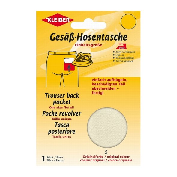 Kleiber Gesäß-Hosentasche (19 x 13 cm / beige / aufbügelbar)